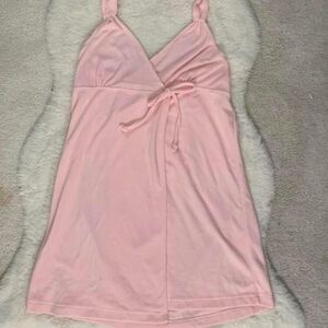 Copelli New York Y2K Light Pink Terrycloth Wrap Dress with Bow Detail Size L/XL